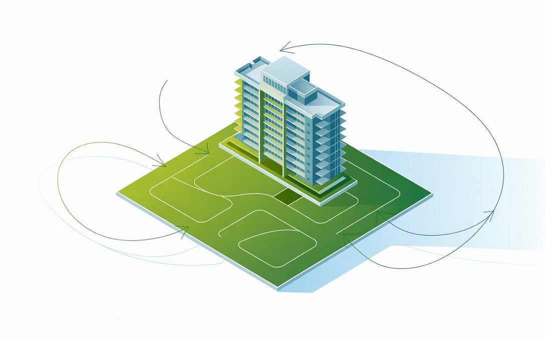 Undivided share of land (UDS) in apartments showing shared land ownership beneath a residential building